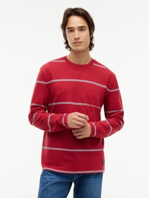 camiseta de manga larga en punto de rayas red de hombres tommy jeans