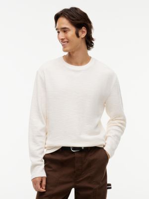 camiseta de manga larga en punto gofrado white de hombres tommy jeans