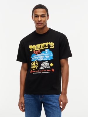 camiseta amplia de punto con gráfico black de hombres tommy jeans