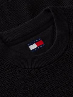 Logo Waffle Knit Crew Neck Jumper — Black 6