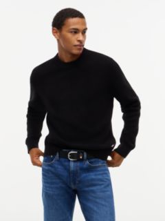 Logo Waffle Knit Crew Neck Jumper — Black 1