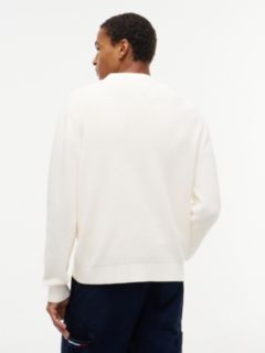 Logo Waffle Knit Crew Neck Jumper — White 4