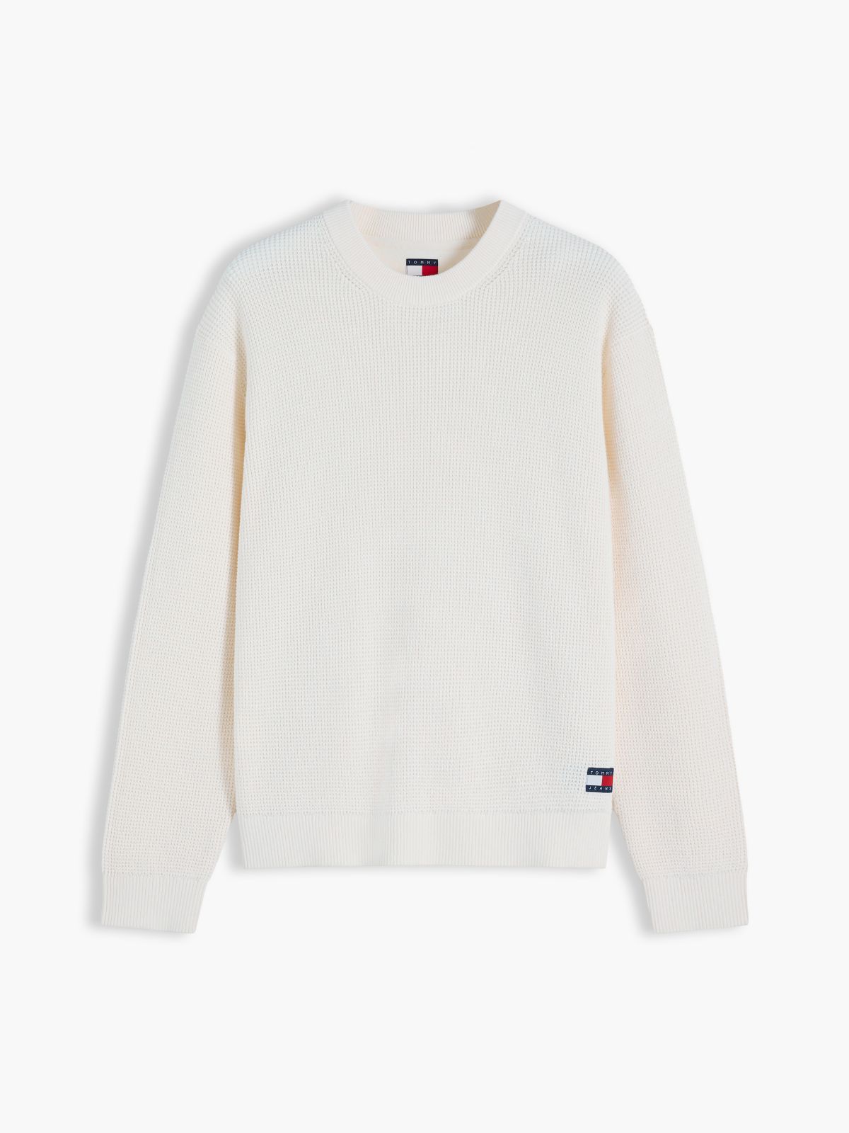 Logo Waffle Knit Crew Neck Jumper — White