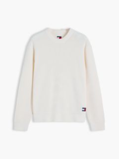 Logo Waffle Knit Crew Neck Jumper — White 5