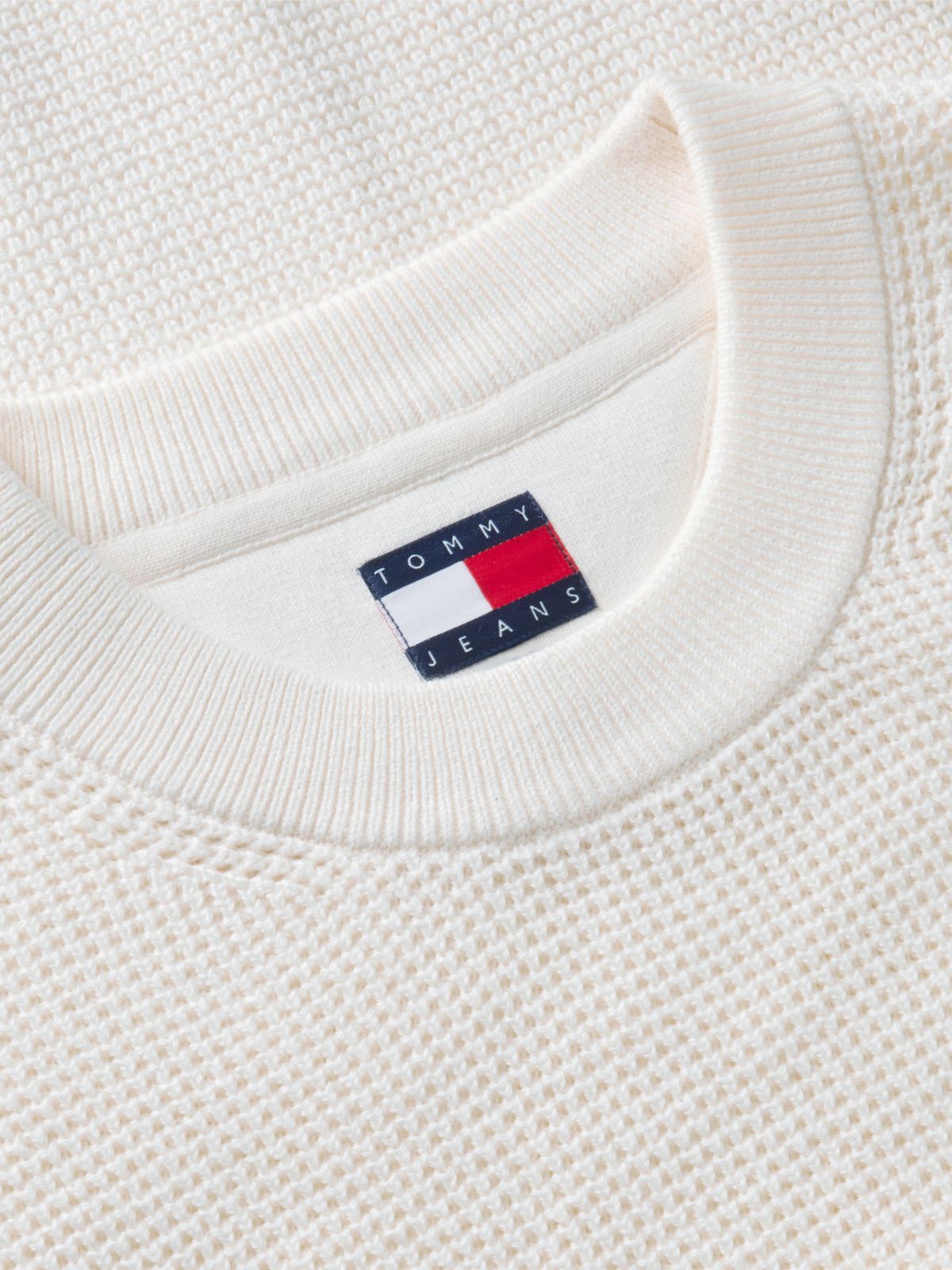 Logo Waffle Knit Crew Neck Jumper — White