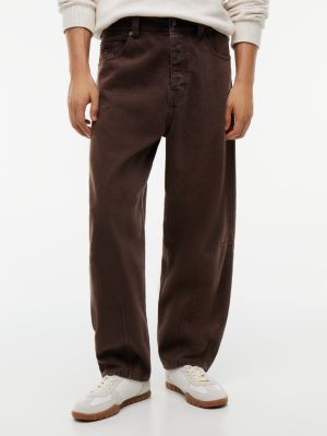 brown ashton barrel leg boxy black jeans for men tommy jeans