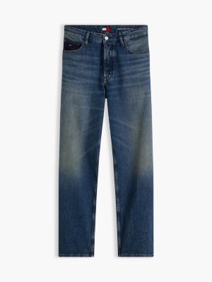 jean droit jaimie délavé à moustaches denim pour hommes tommy jeans
