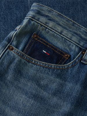 jean droit jaimie délavé à moustaches denim pour hommes tommy jeans