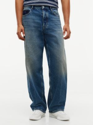 jean droit jaimie délavé à moustaches denim pour hommes tommy jeans