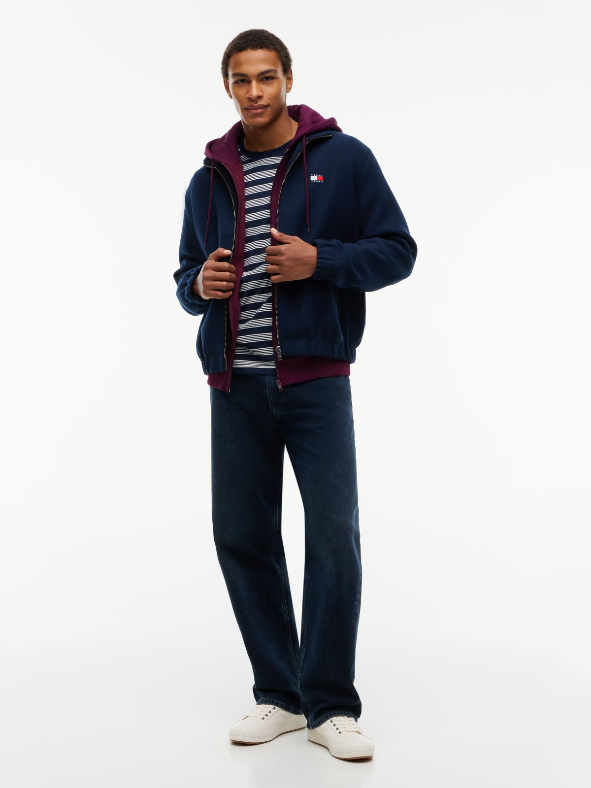Wool Blend Relaxed Zip-Thru Jacket — Blue