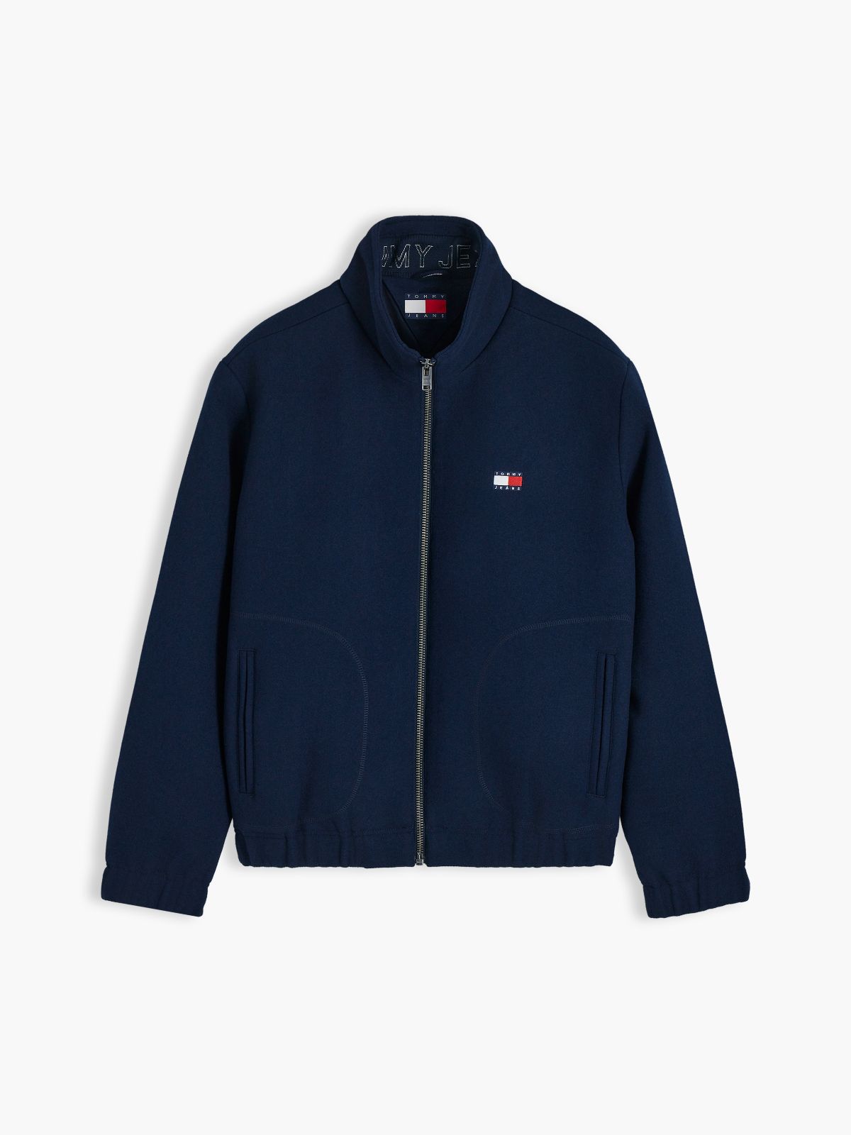 Wool Blend Relaxed Zip-Thru Jacket — Blue