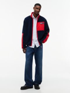 Colour-Blocked Teddy Zip-Thru Jacket — Blue 2