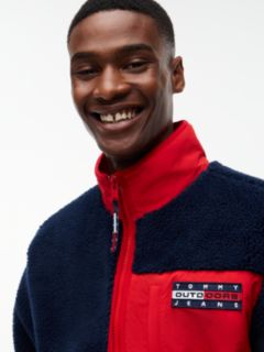 Colour-Blocked Teddy Zip-Thru Jacket — Blue 3