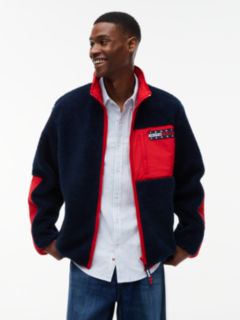 Colour-Blocked Teddy Zip-Thru Jacket — Blue 1