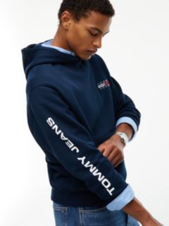 Back Logo Relaxed Fleece Hoody — Blue 3