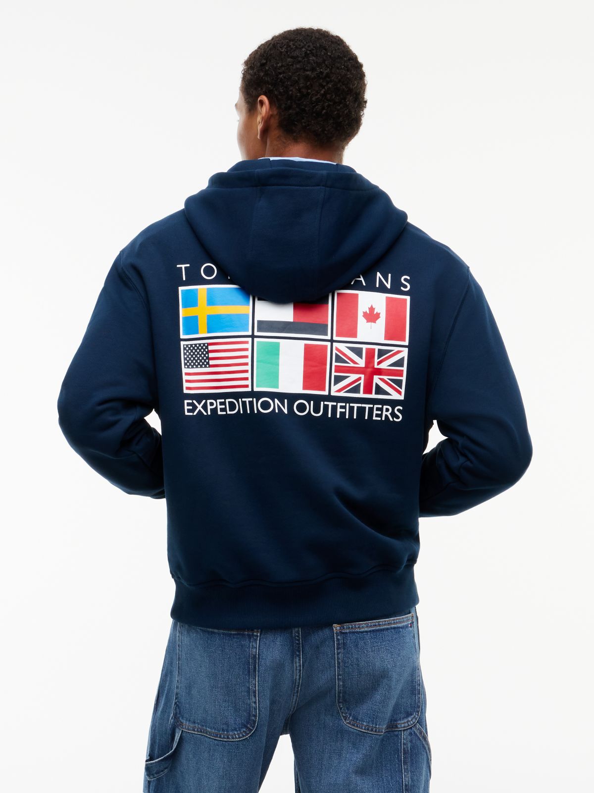 Back Logo Relaxed Fleece Hoody — Blue