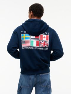 Back Logo Relaxed Fleece Hoody — Blue 4