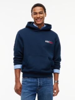Back Logo Relaxed Fleece Hoody — Blue 1
