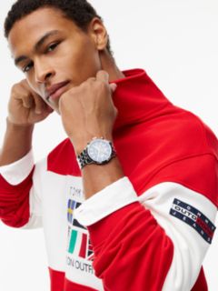 Fleece Mock Neck Quarter-Zip Sweatshirt — Red 3