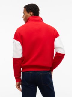Fleece Mock Neck Quarter-Zip Sweatshirt — Red 4