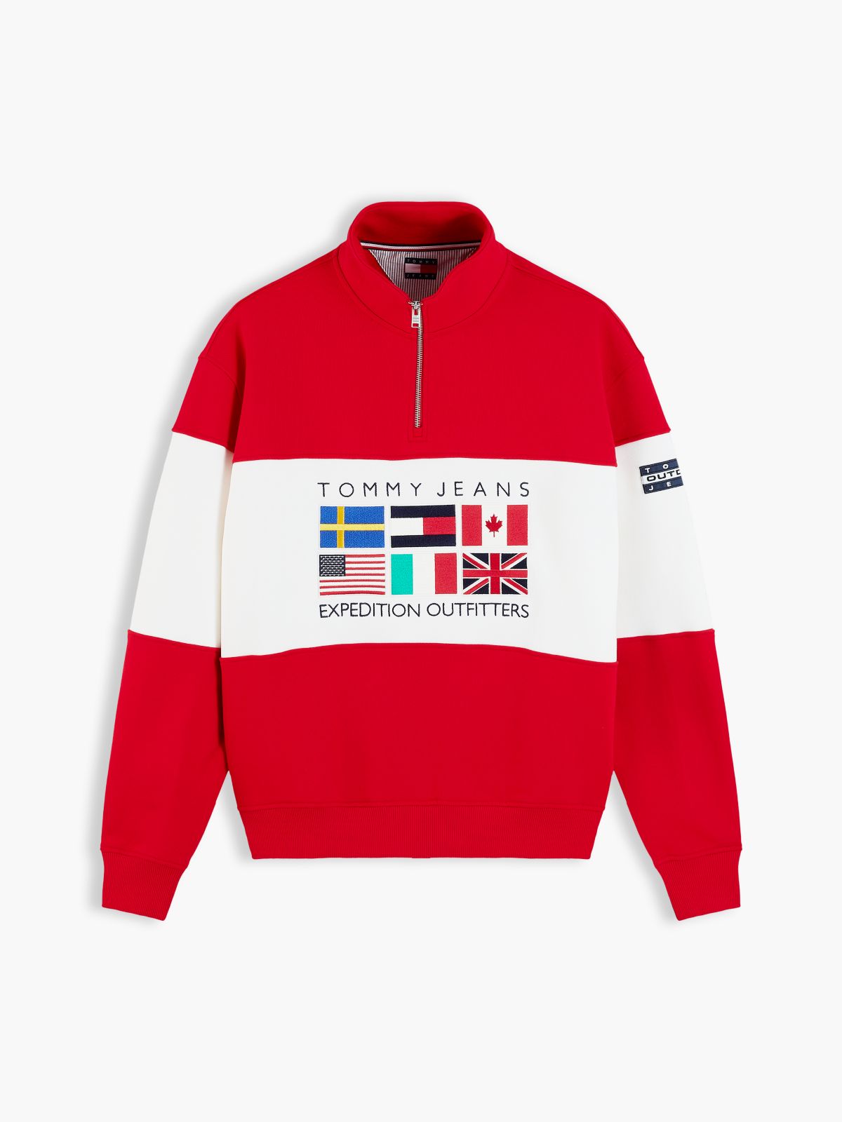 Fleece Mock Neck Quarter-Zip Sweatshirt — Red