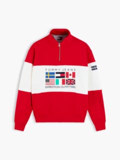 Fleece Mock Neck Quarter-Zip Sweatshirt — Red 5