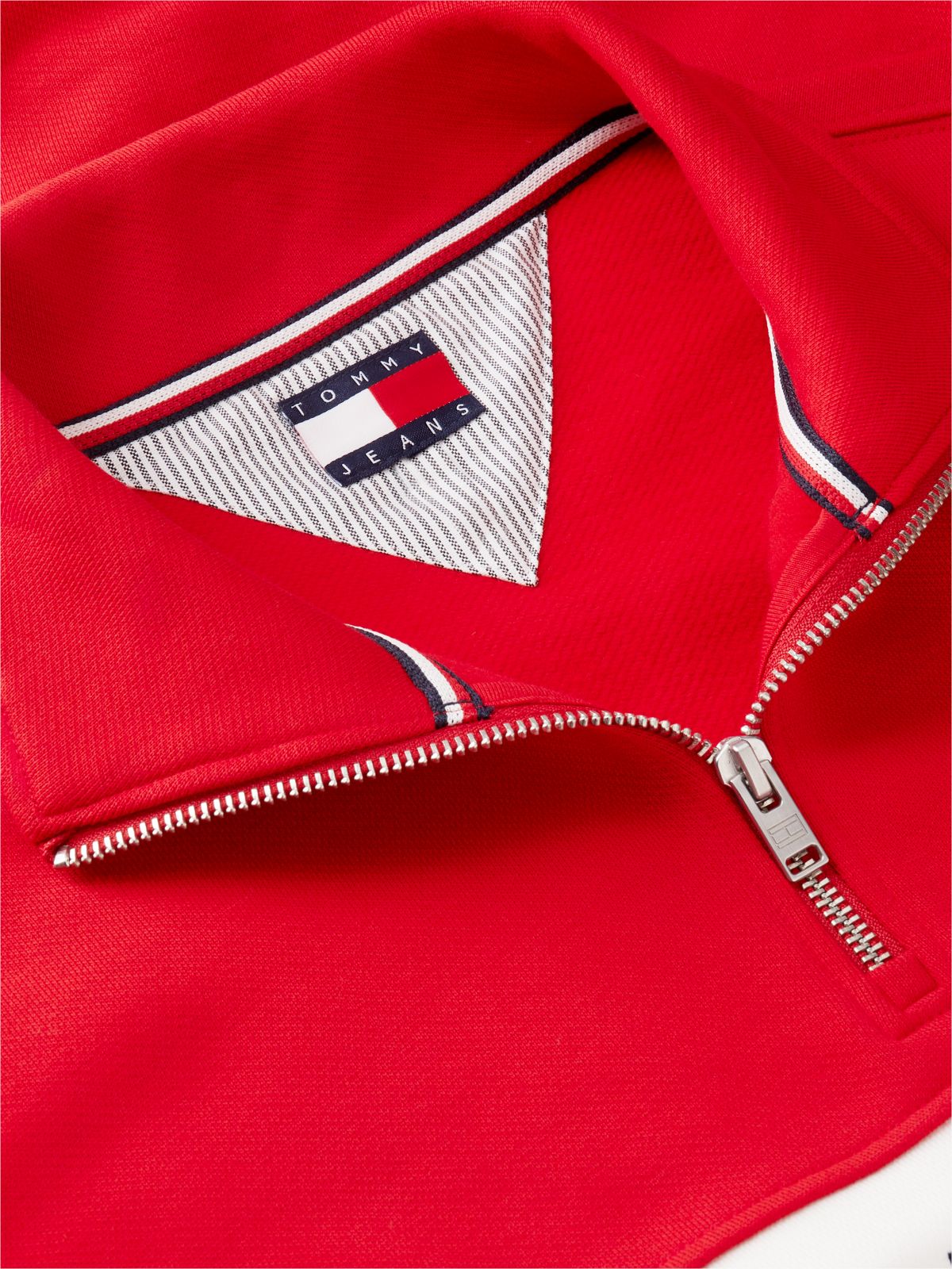 Fleece Mock Neck Quarter-Zip Sweatshirt — Red