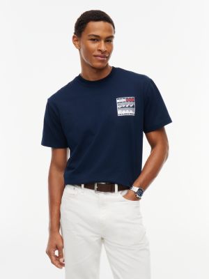 blue relaxed fit jersey-t-shirt mit logo für herren - tommy jeans