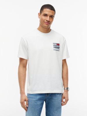 white relaxed fit jersey-t-shirt mit logo für herren - tommy jeans