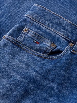denim schwarze scanton slim jeans mit fade-effekt für herren - tommy jeans