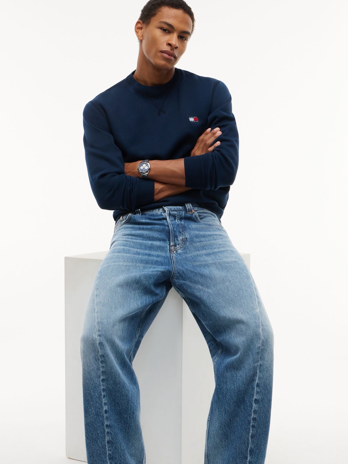 Ashton Barrel Twisted Seam Jeans — Denim