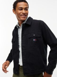 Textured Herringbone Oversized Overshirt — Black 3