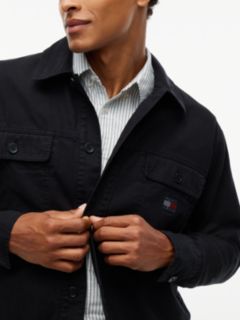 Textured Herringbone Oversized Overshirt — Black 4