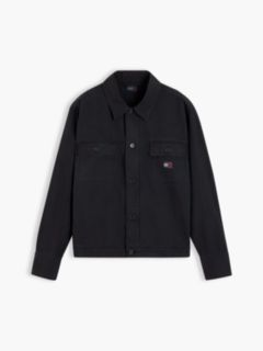 Textured Herringbone Oversized Overshirt — Black 6