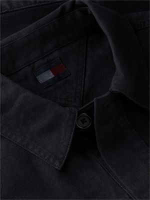surchemise oversize à chevron texturé noir pour hommes tommy jeans