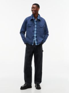 Textured Herringbone Oversized Overshirt — Blue 2