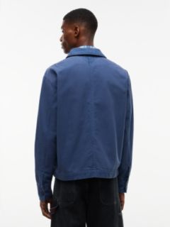 Textured Herringbone Oversized Overshirt — Blue 4