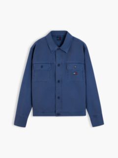 Textured Herringbone Oversized Overshirt — Blue 5