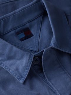 Textured Herringbone Oversized Overshirt — Blue 6