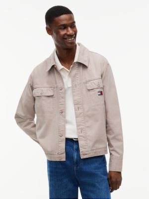 surchemise oversize à chevron texturé grey pour hommes tommy jeans