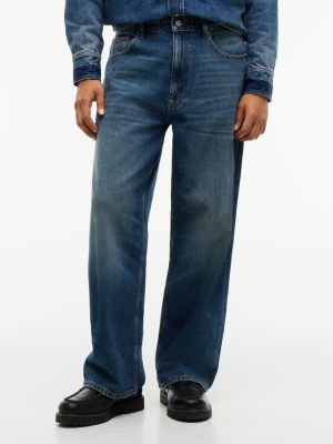 denim theo loose faded whiskered jeans for men tommy jeans