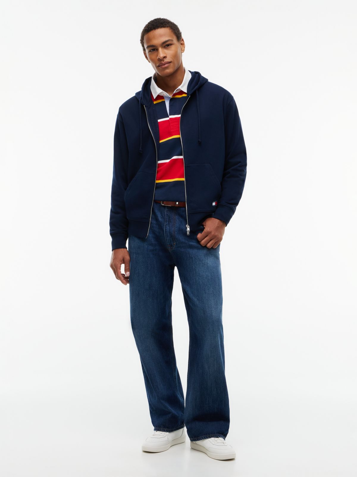 Classic Logo Relaxed Zip-Thru Hoody — Blue