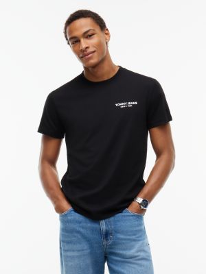 black linear logo slim jersey t-shirt for men tommy jeans