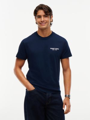 blue linear logo slim jersey t-shirt for men tommy jeans