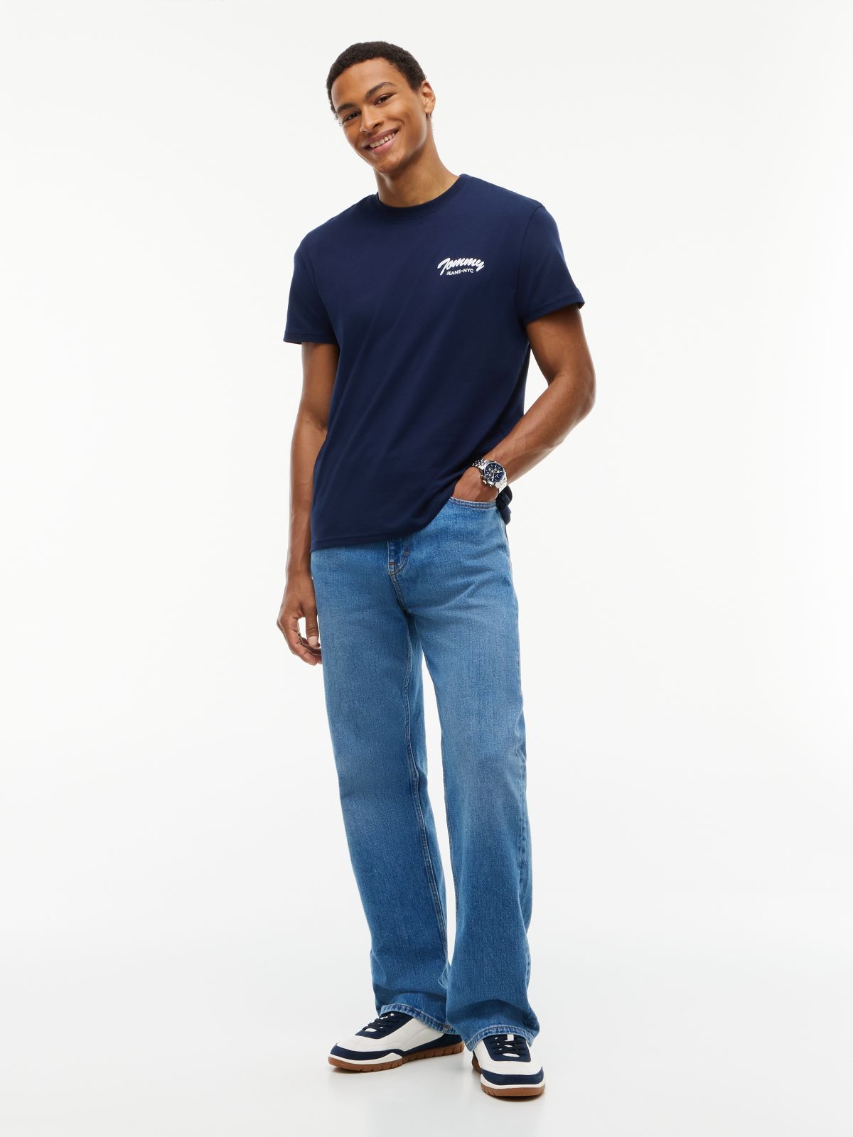 Logo Jersey Crew Neck T-Shirt — Blue