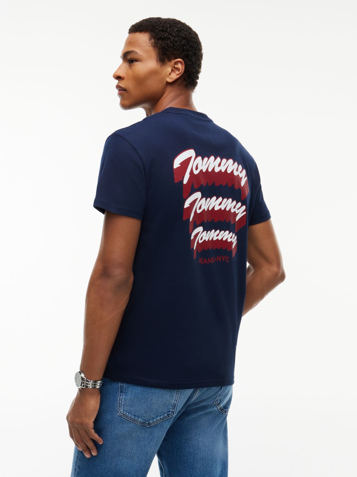 Logo Jersey Crew Neck T-Shirt — Blue