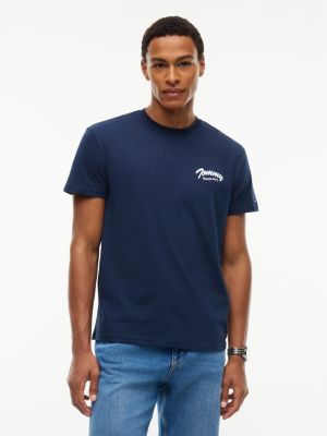 blue logo jersey crew neck t-shirt for men tommy jeans
