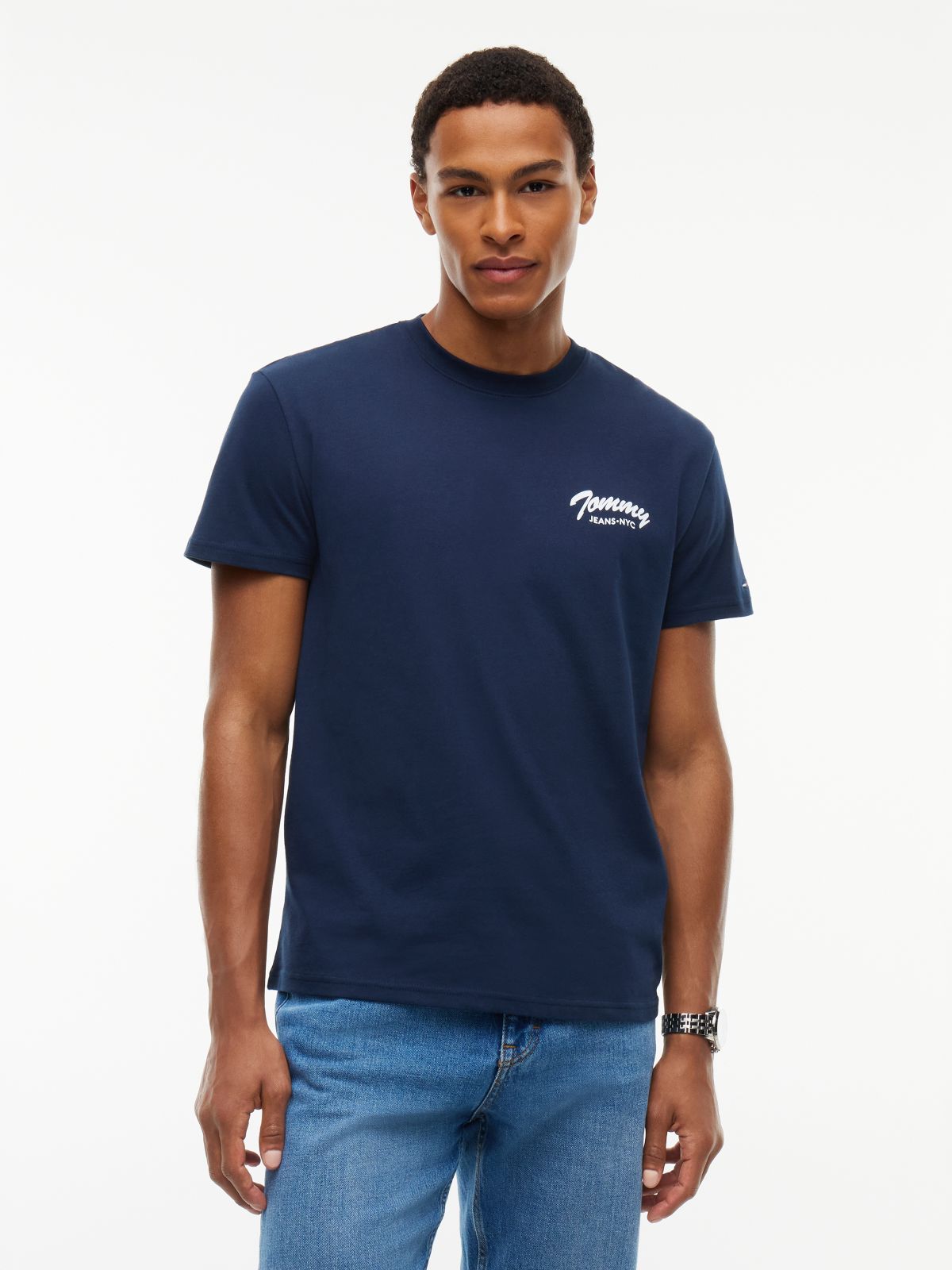 Logo Jersey Crew Neck T-Shirt — Blue