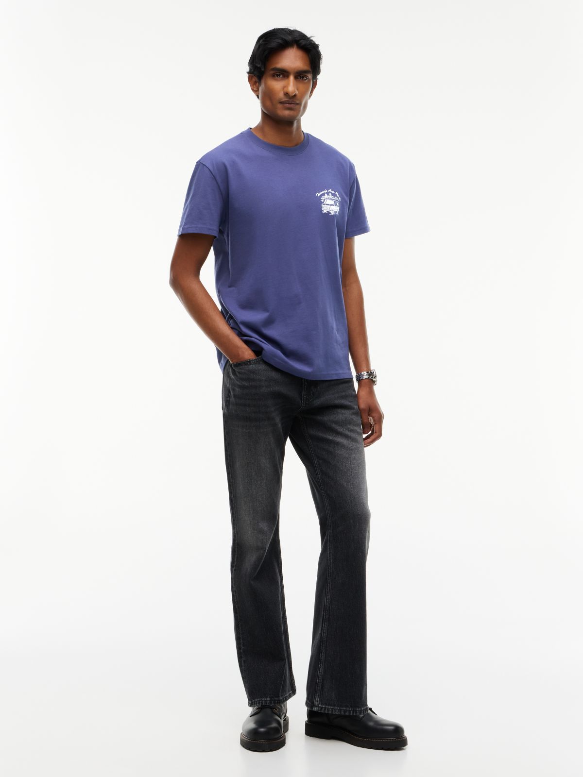 Logo Jersey Crew Neck T-Shirt — Blue