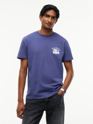 blue logo jersey crew neck t-shirt for men tommy jeans